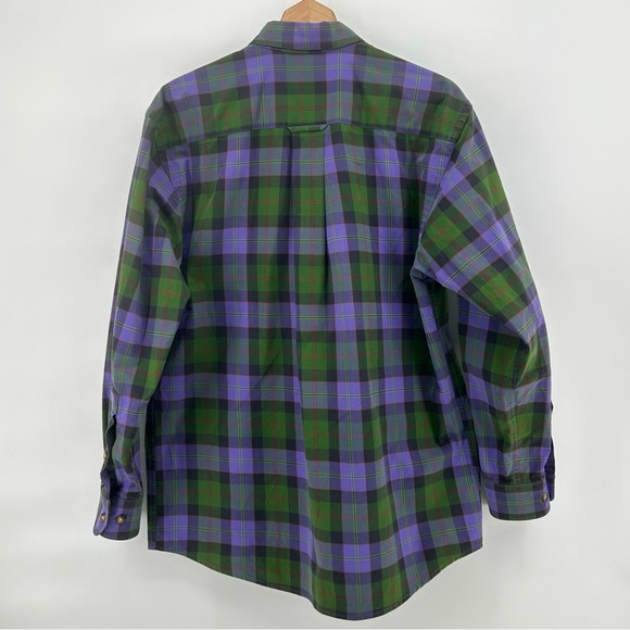 Orvis Shirt Mens Medium Purple Green Button Down Plaid Long Sleeve - Picture 3 of 7